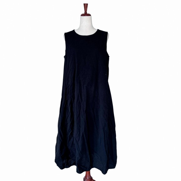 Eileen Fisher Women's Dress Large Sleeveless 100% Organic Cotton Midi Lantern - Picture 3 of 15